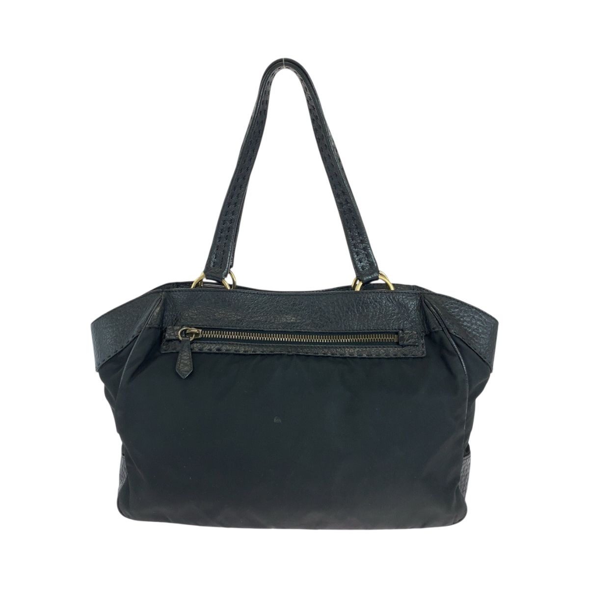 Prada Vitello Daino Tessuto Black Leather Nylon Shoulder Bag
