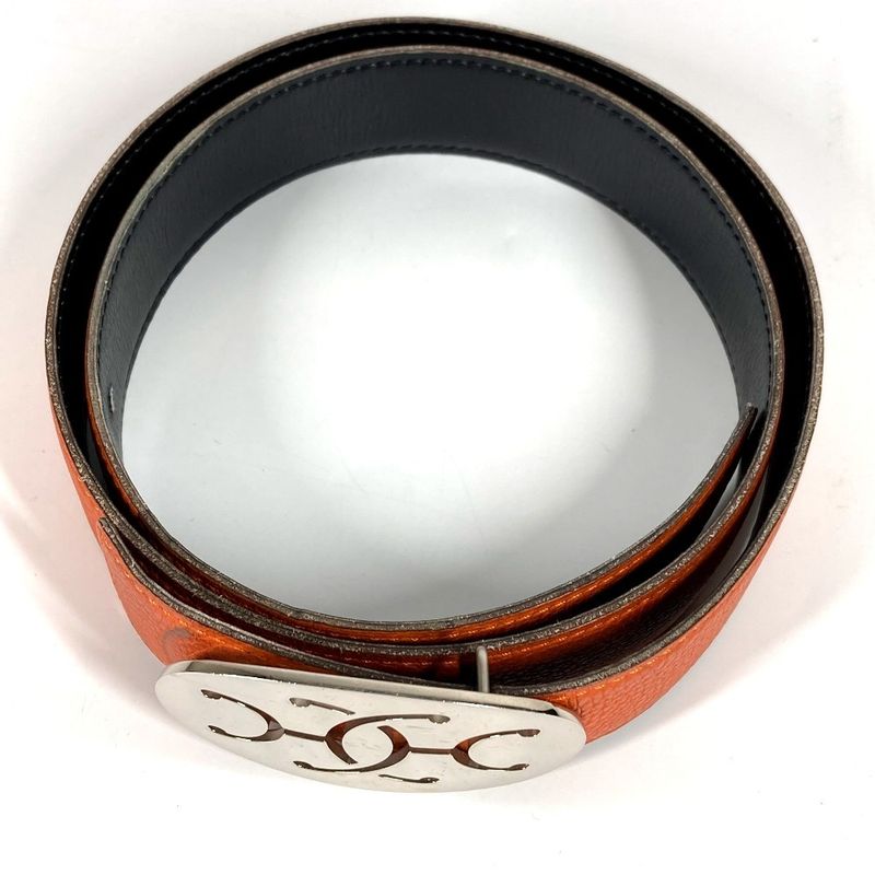 Hermes Belt Double H Logo Buckle Leather Orange — view 3