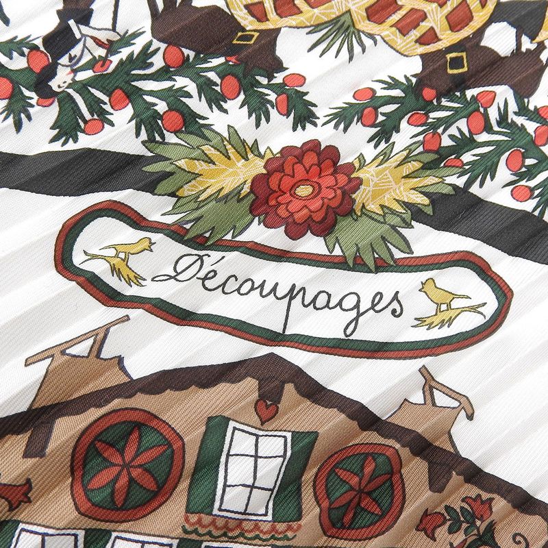 Hermes 90's Vintage Decoupages 100% Silk Pleated Scarf Shawl — view 7