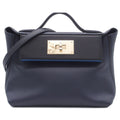 Hermes Sac Vanquatre Mini 24/24 Blue Nuit Black France Evercolor Swift 2-Way