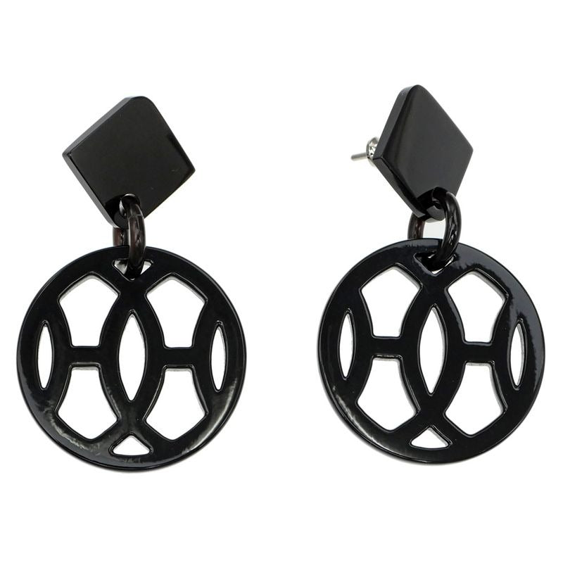 Hermes Earrings Ava Buffalo-horn Black HAVA Silver Hardware Accessories