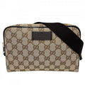 Gucci Waist Bag Pouch Body GG Canvas Leather Brown