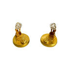 Chanel with Rice Vintage Gripoix CC Logo Earrings Gold Green — view 7