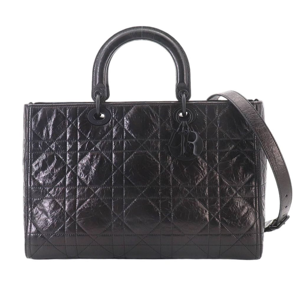 Dior Lady D-saia 2-Way Bag Leather Black