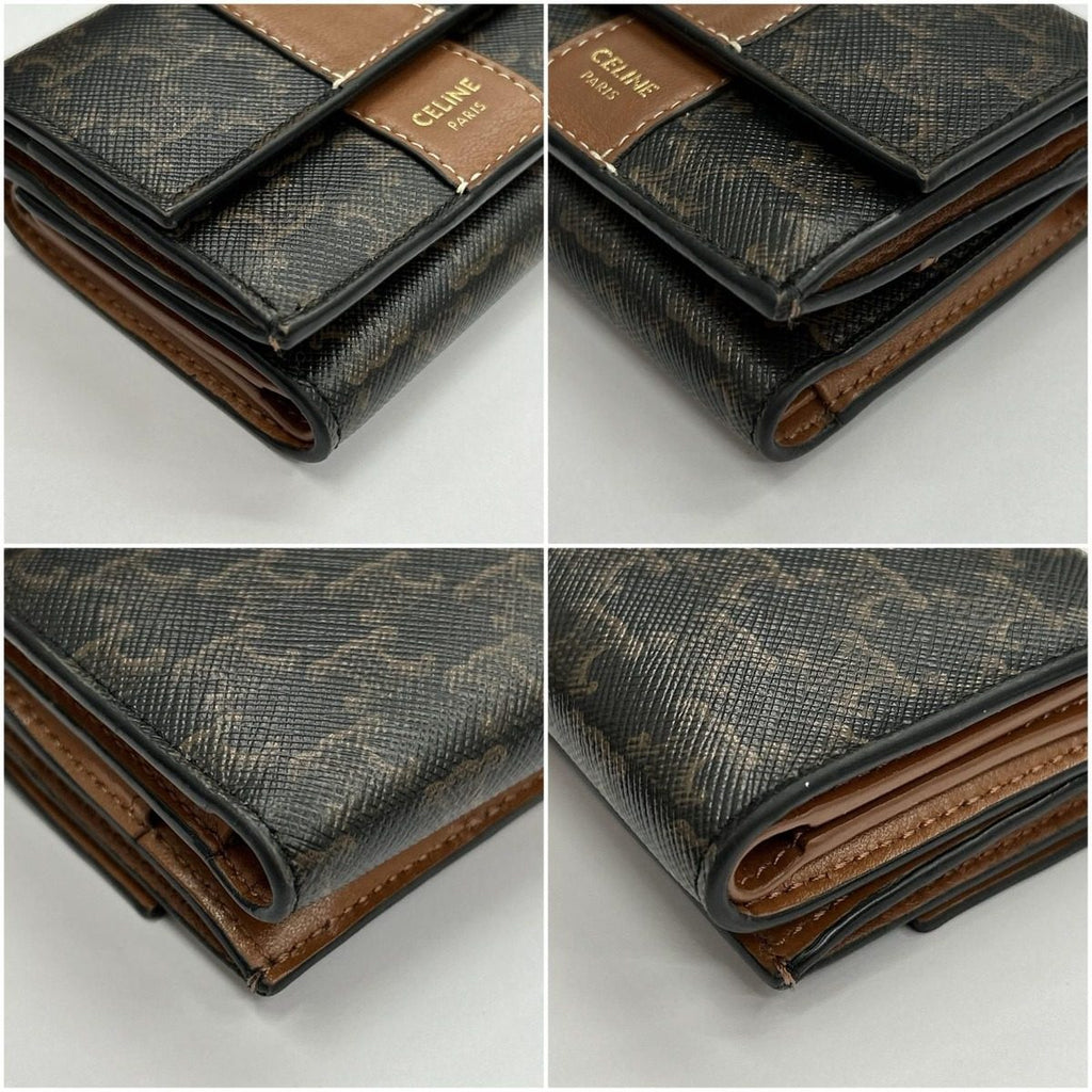 Celine Trifold Wallet Triomphe Brown — view 5