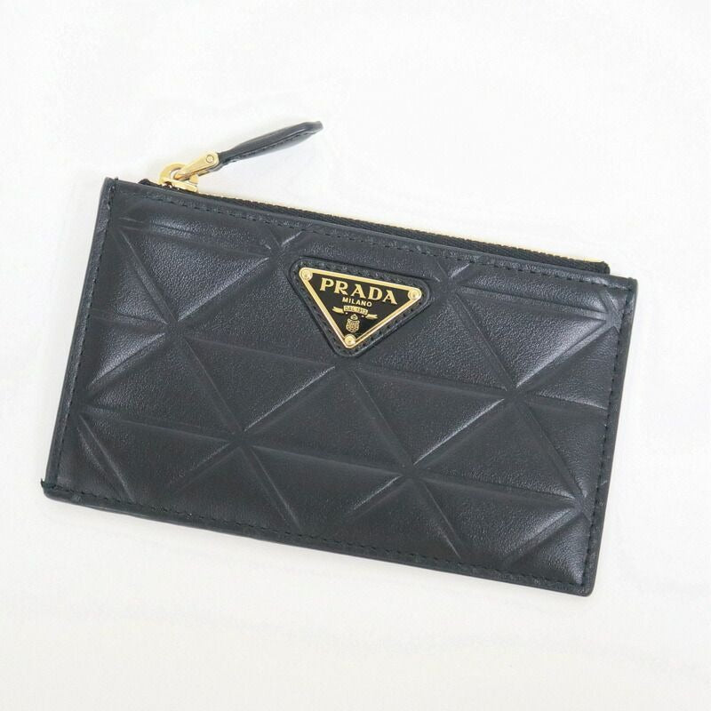 Prada Card Holder Black Triangle Leather