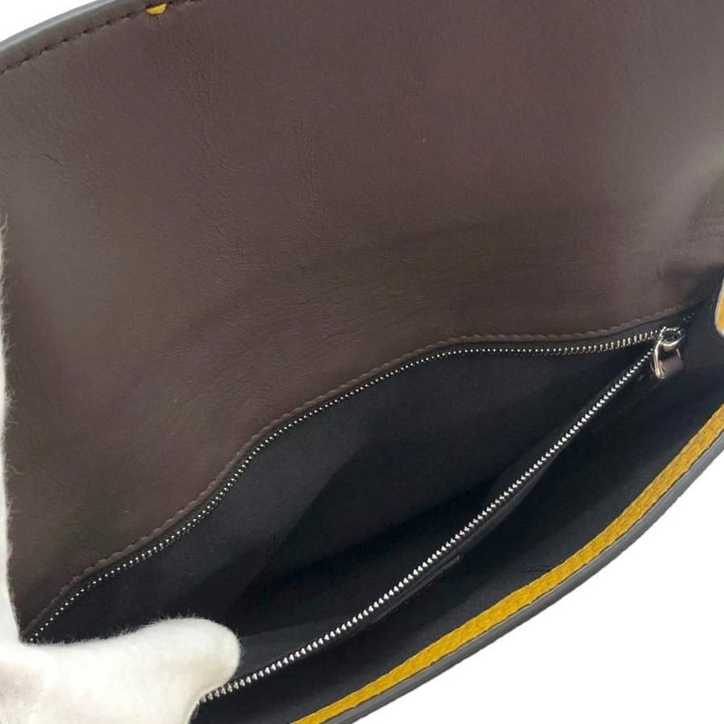 Fendi Shoulder Bag Flat Baguette Medium 7 Va524 FF Logo Yellow Silver Hardware — view 7