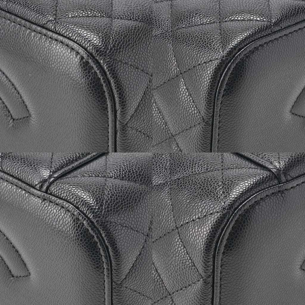 Chanel Quilted Vanity Handbag Caviar Leather Black With Gold Hardware Bag — view 2
