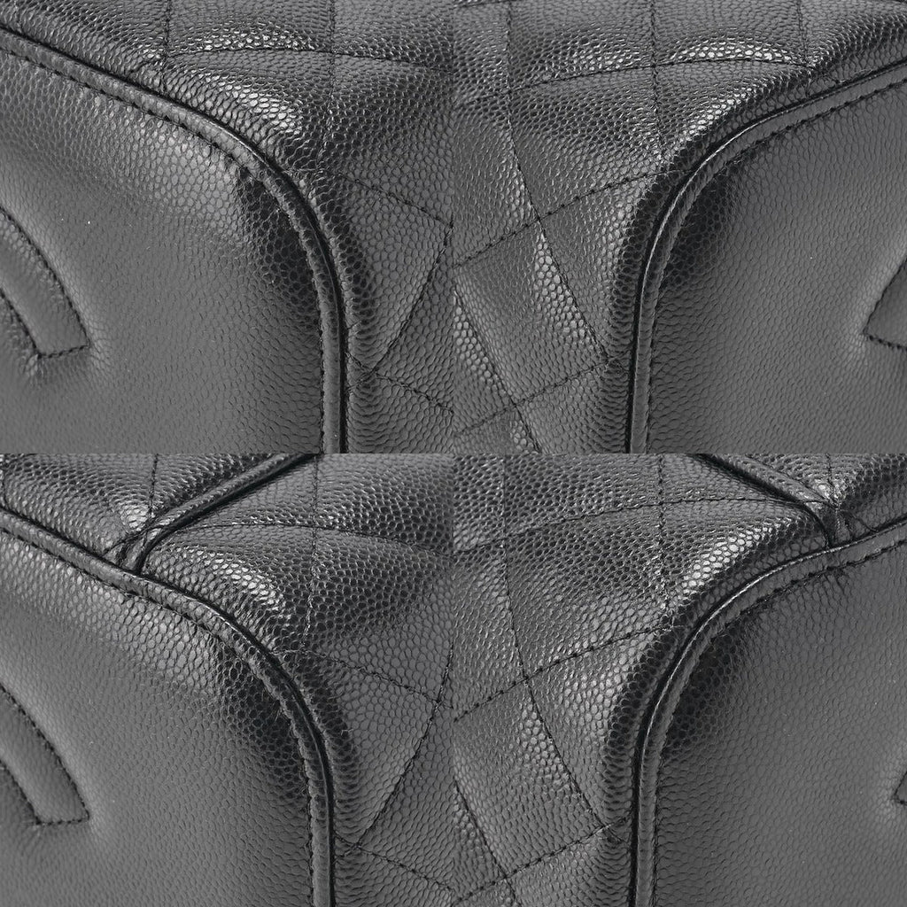 Chanel Quilted Vanity Handbag Caviar Leather Black With Gold Hardware Bag — view 8