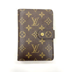 Louis Vuitton Monogram Porte Papier Zip Snap Closure Fold Wallet Brown