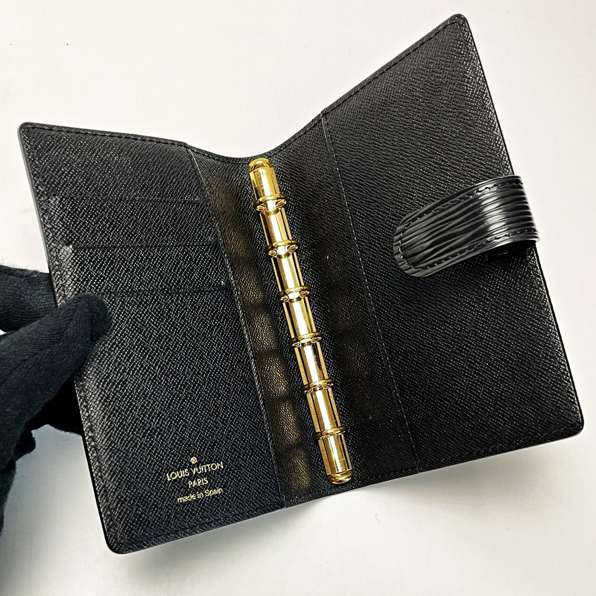 Louis Vuitton Epi Agenda PM Black Notebook Cover Gold Hardware — view 3