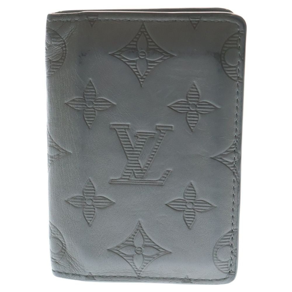 Louis Vuitton Monogram Shadow Leather Card Case Wallet Gray