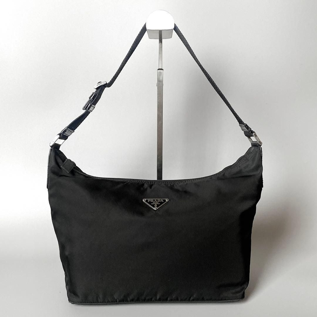 Prada Nylon Shoulder Bag Triangle Logo Black