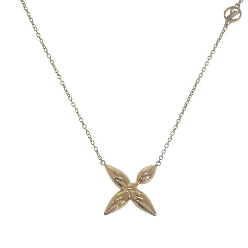 Louis Vuitton Flower Collier Louisette Necklace Pendant Metal Gold