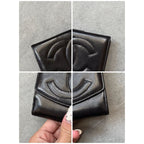 Chanel Coco W Hook Bifold Wallet Lamb Leather Black Compact — view 3
