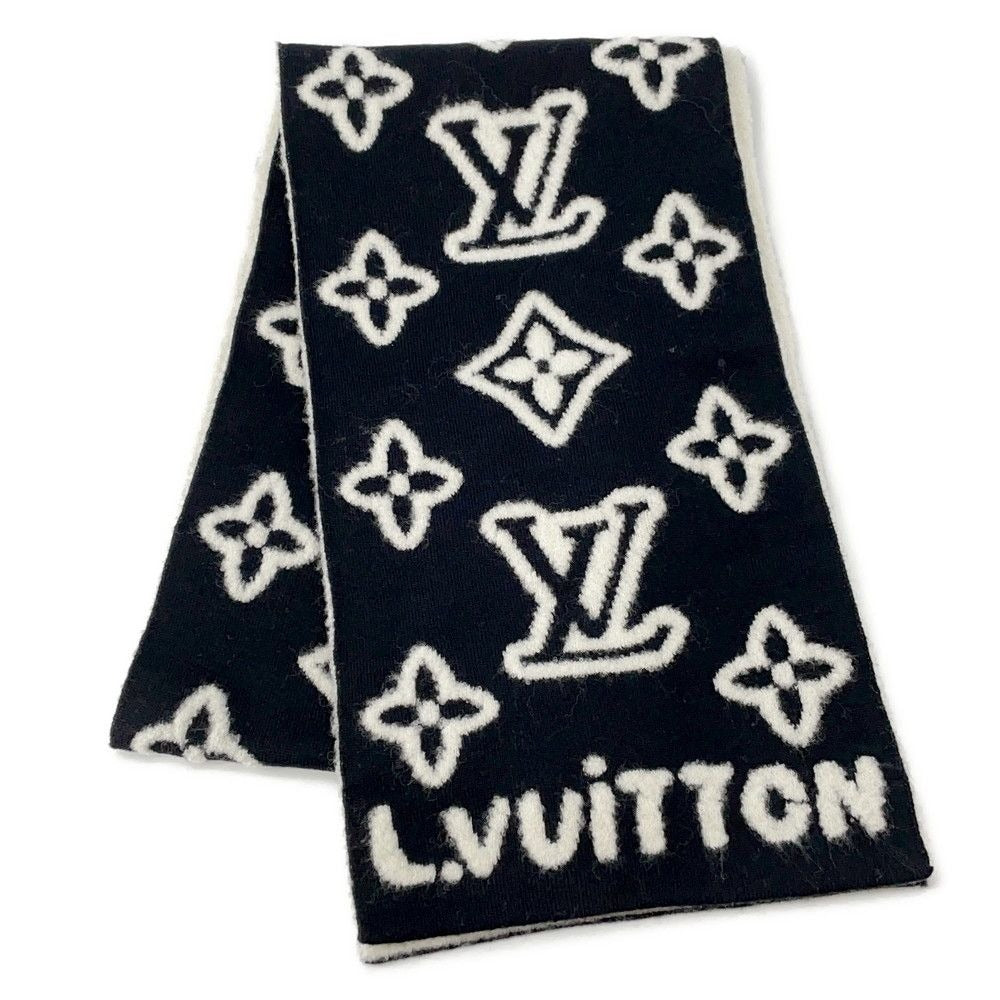 Louis Vuitton Scarf Monogram Blast Knit Black White Noir