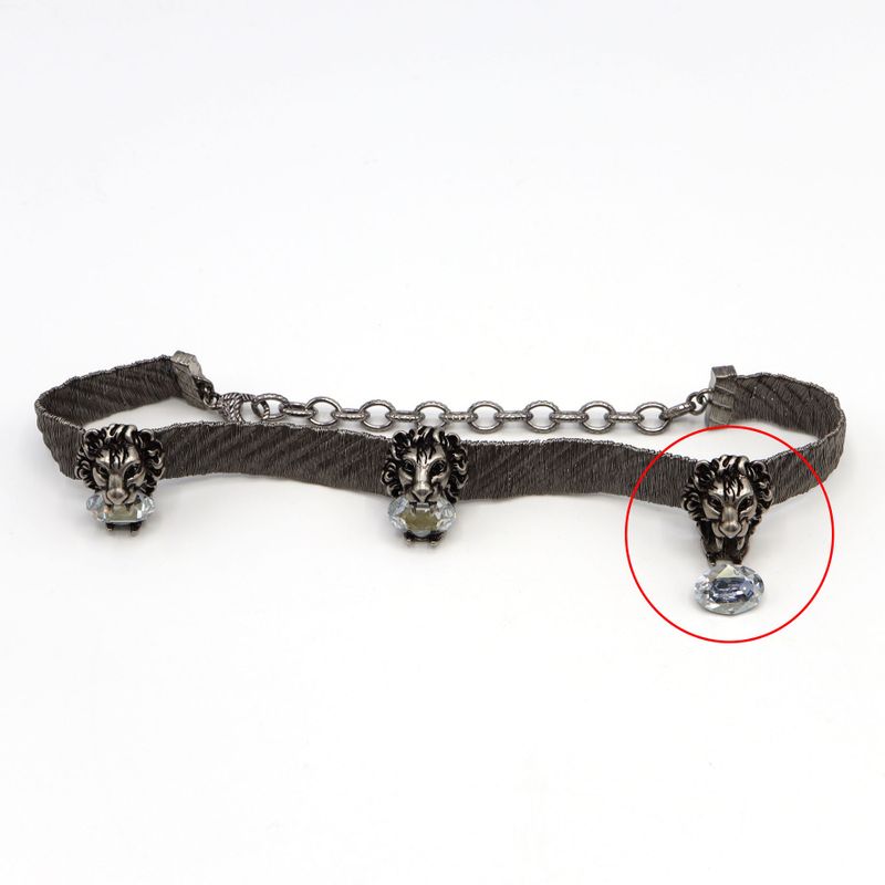 Gucci Lion Head Choker Silver Color Bijoux Necklace Accessories H7055 — view 4