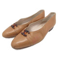 Chanel CC Logo Flat Shoes Ballet Round Toe Motif 35 Brown
