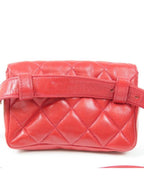 Chanel CC Vintage Quilted Lambskin Waist Pouch Bum Bag Leather Red