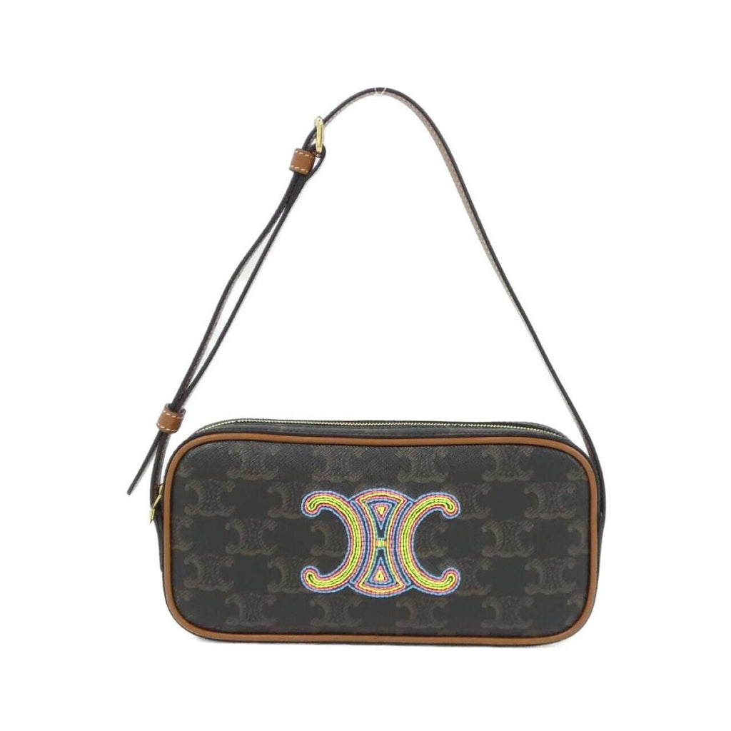 Celine Shoulder Bag Canvas Gold
