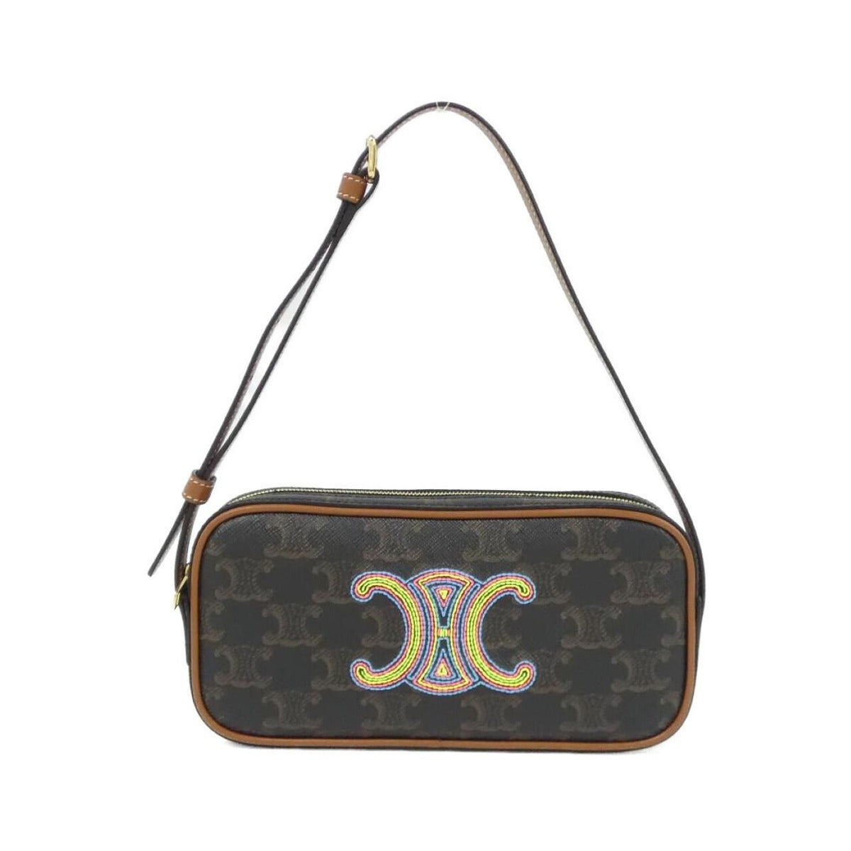 Celine Shoulder Bag Canvas Gold