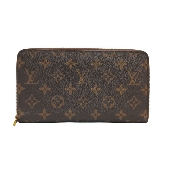Louis Vuitton Wallet Zippy Organizer Brown Monogram Zip Around Travel Case Gold