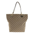 Gucci Beige Brown Gold Hardware GG Canvas Leather Tote Bag