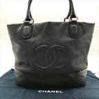 Chanel CC Logo Jumbo CC Soft Caviar Leather Hand Tote Black