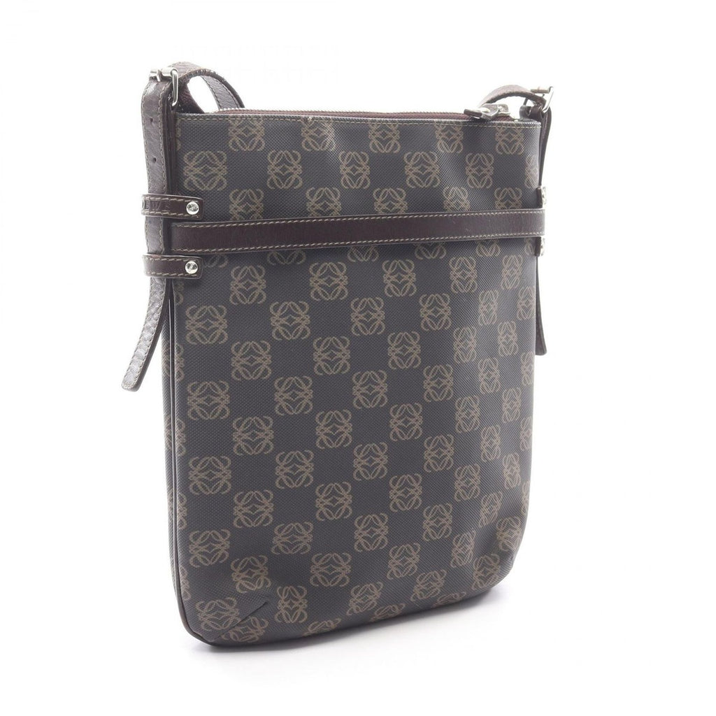 Loewe Shoulder Bag Repeat Anagram Gray Brown Canvas Leather — view 2