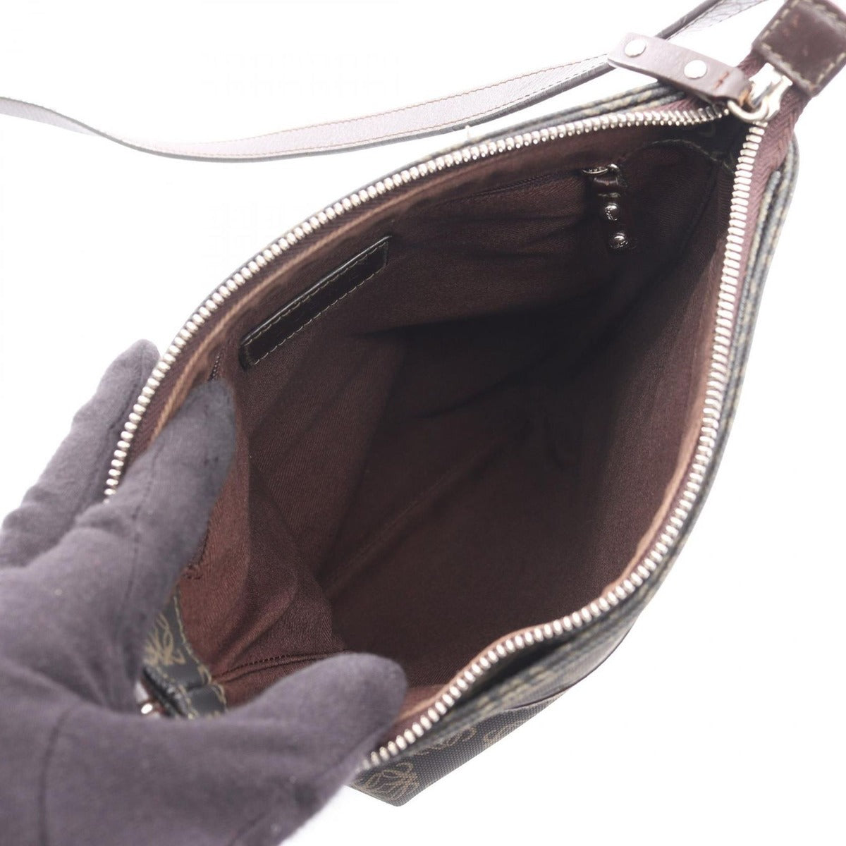 Loewe Shoulder Bag Repeat Anagram Gray Brown Canvas Leather — view 3
