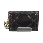 Christian Dior Enamel Cannage Card Case Black