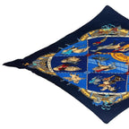 Hermes Pleated Scarf Silk Musee Vivant du Cheval Chantilly Chien Castle Horse — view 2