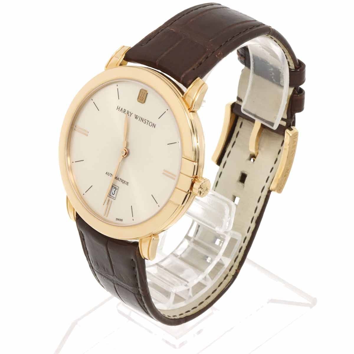Harry Winston Midnight 450 Watch Date Silver 18K Pink Gold