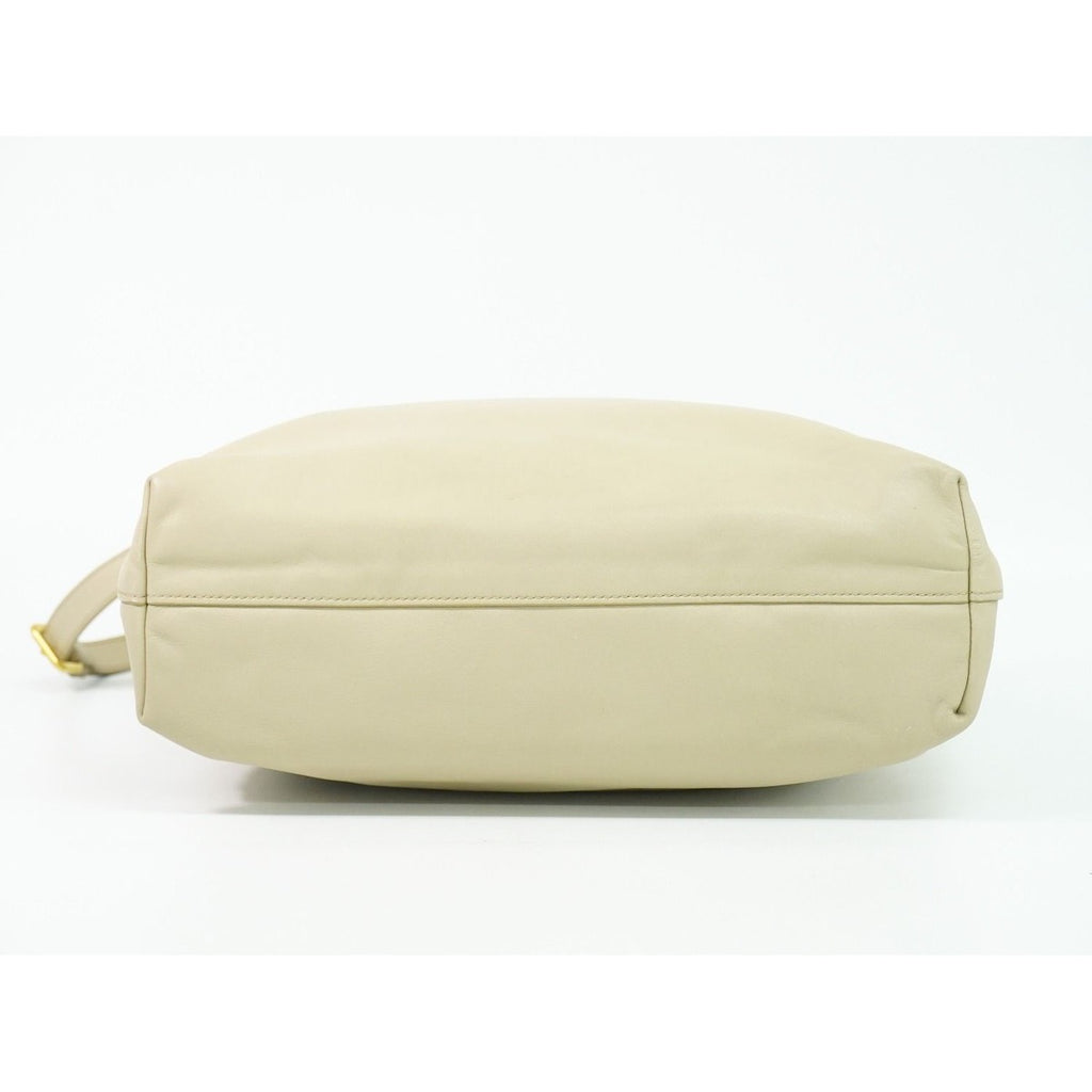 Prada Leather 2-Way Shoulder Bag Tote Beige Outside — view 3