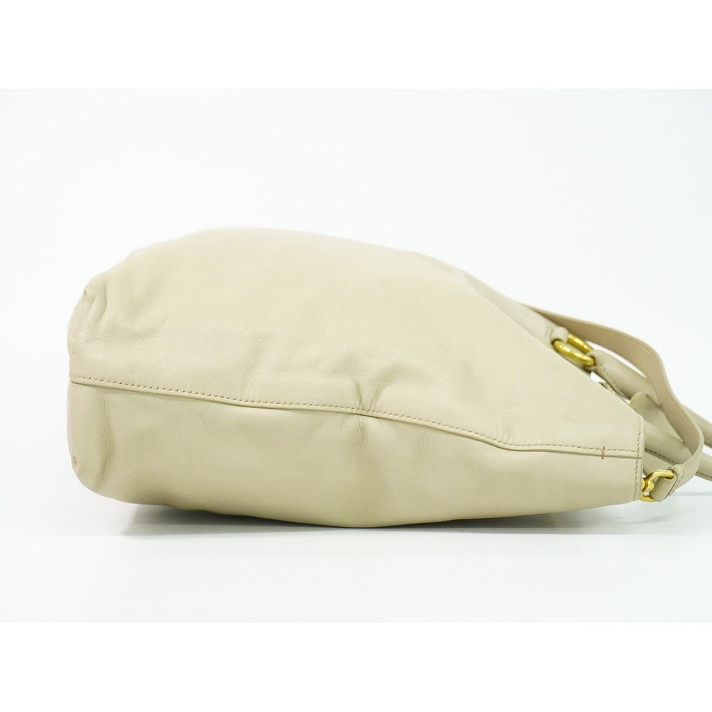 Prada Leather 2-Way Shoulder Bag Tote Beige Outside — view 4