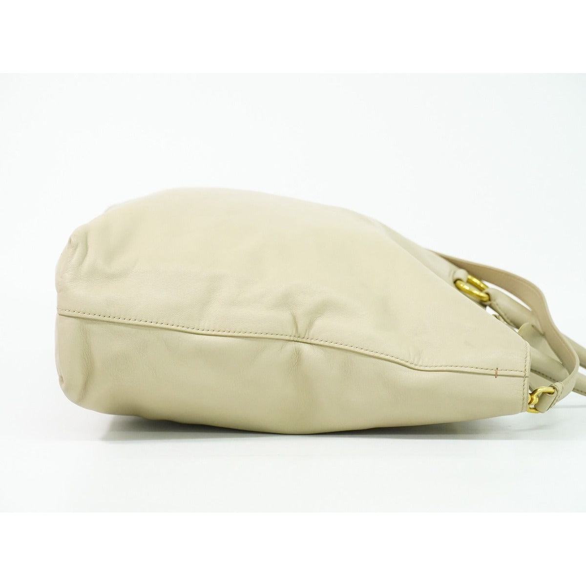 Prada Leather 2-Way Shoulder Bag Tote Beige Outside — view 4