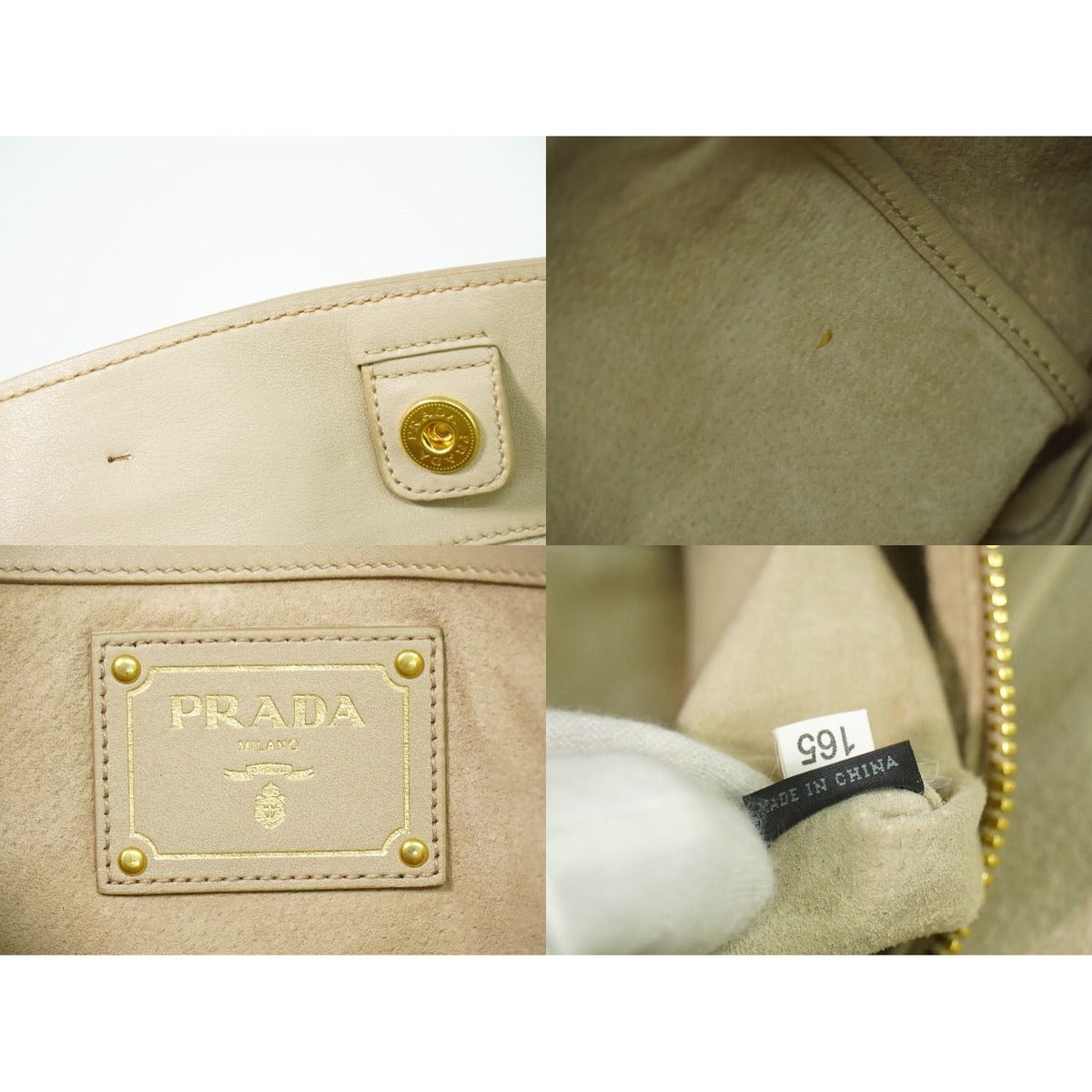Prada Leather 2-Way Shoulder Bag Tote Beige Outside — view 9