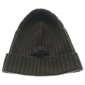 Prada Logo Label Wool Rib Knit Cap Beanie Hat Brown Sweater