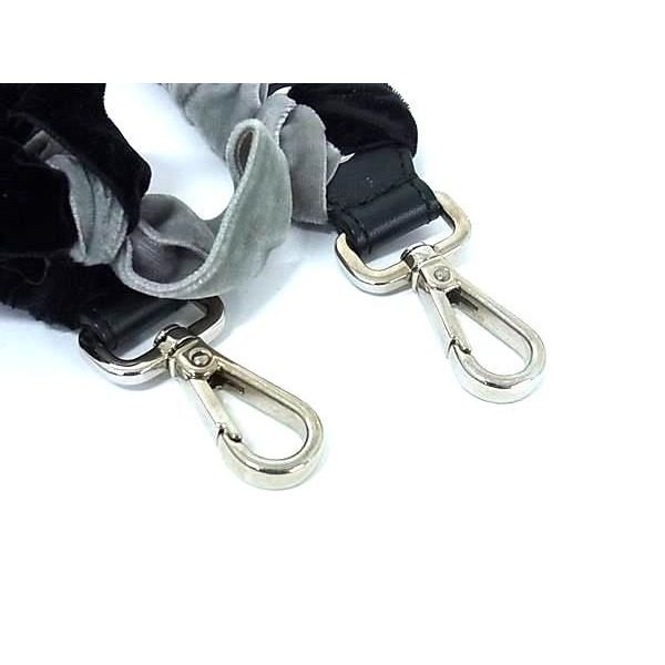 Fendi Velour Ribbon Strap Shoulder Black Gray — view 3