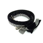 Fendi Velour Ribbon Strap Shoulder Black Gray