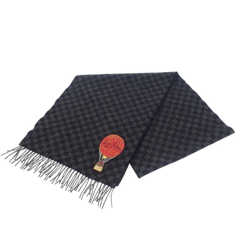 Louis Vuitton Echarpe Damier Graphite Map Muffler Wool Alpaca Black Scarf