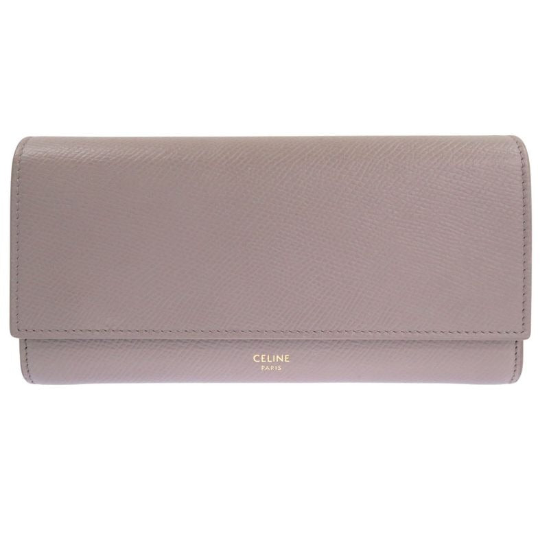 Celine Large Flap Wallet Leather Gray Long 0123