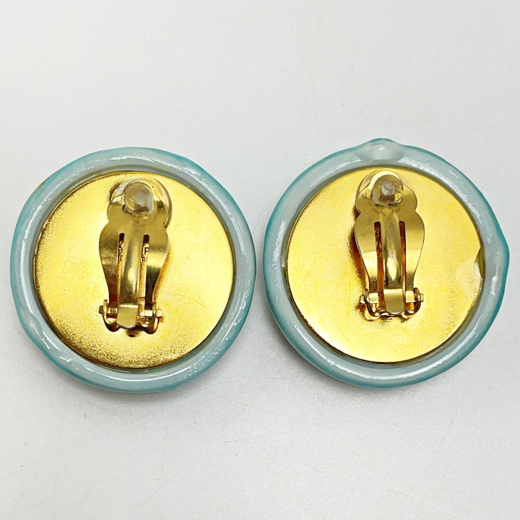 Chanel Coco Mark Light Blue Earrings Pottery GP Vintage Accessories — view 3