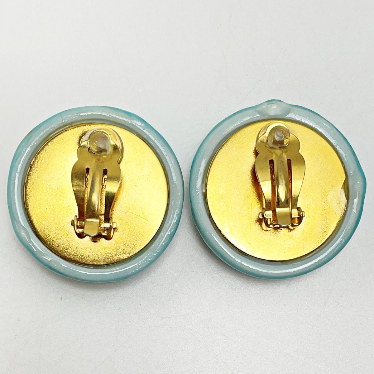 Chanel Coco Mark Light Blue Earrings Pottery GP Vintage Accessories — view 3