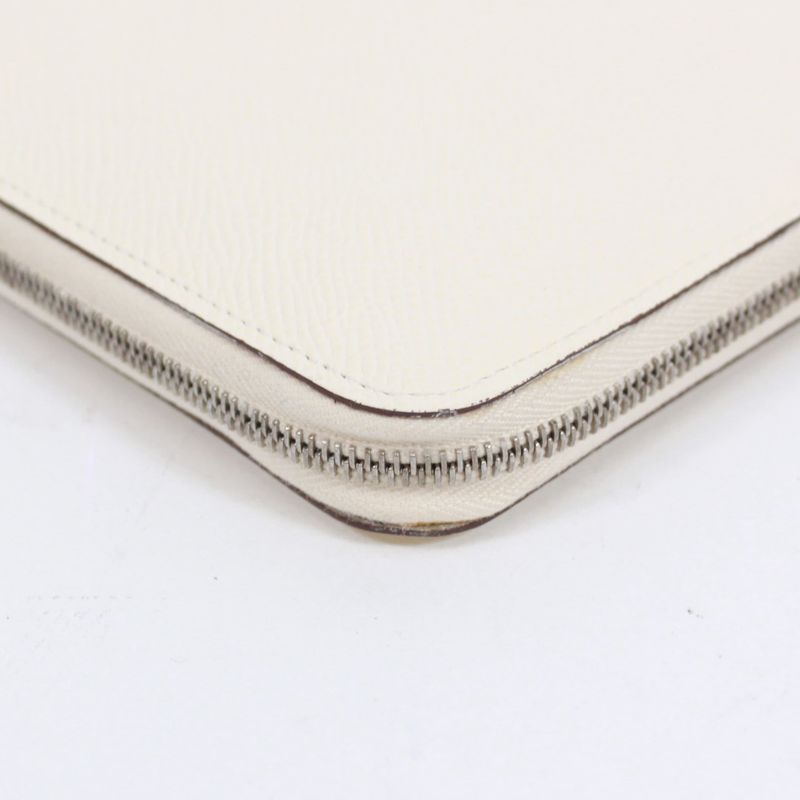 Hermes Azap Long Classic Machete Vaux Epson Off White Wallet Silver — view 6