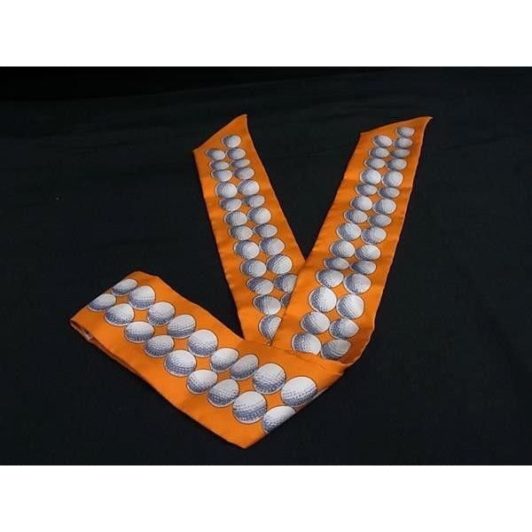 Hermes Ribbon Scarf Twilly Orange Silk Balls de Golf — view 2