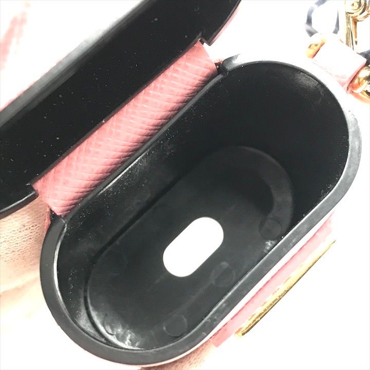 Prada Air Pods Case Triangle Logo Saffiano Leather Strap Pink Shoulder Bag — view 8