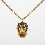 Gucci Michele Period Lion Head Necklace GP Stones Gold Yellow — view 5