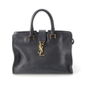 Saint Laurent Baby Cabas Leather 2-Way YSL Logo Handbag Black