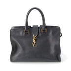 Saint Laurent Baby Cabas Leather 2-Way YSL Logo Handbag Black